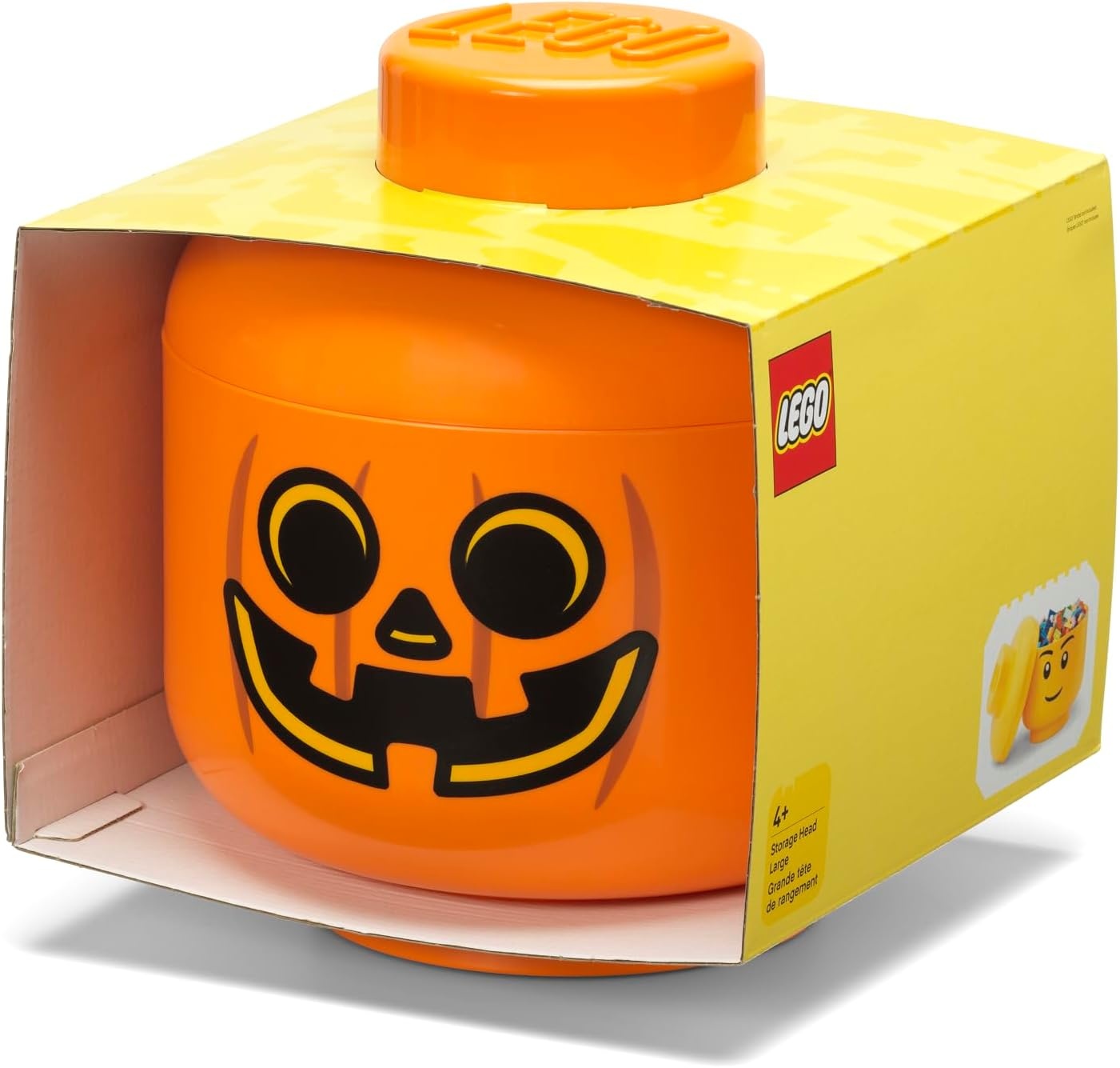 image:imageRoom Copenhagen LEGO Storage Heads Stackable Storage Container Buildable Organizational Bins for Kids Toys and Accessories 945 x 945 x 1067in Large Pumpkin Holds 500 Bricks Holds about 500 bricksPumpkin
