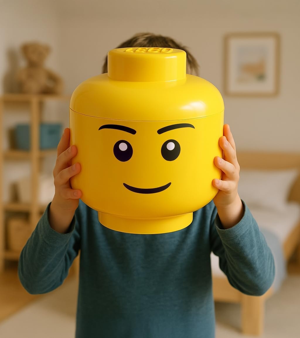 image:imageRoom Copenhagen LEGO Storage Heads Stackable Storage Container Buildable Organizational Bins for Kids Toys and Accessories 945 x 945 x 1067in Large Pumpkin Holds 500 Bricks Holds about 500 bricksBoy