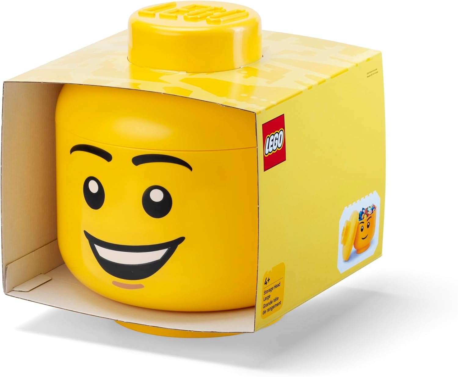 image:imageRoom Copenhagen LEGO Storage Heads Stackable Storage Container Buildable Organizational Bins for Kids Toys and Accessories 945 x 945 x 1067in Large Pumpkin Holds 500 Bricks Holds about 500 bricksHappy Boy