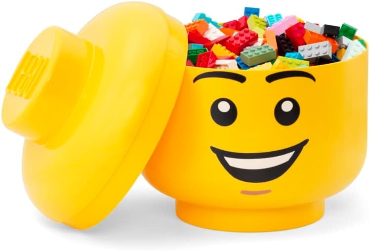 image:imageRoom Copenhagen LEGO Storage Heads Stackable Storage Container Buildable Organizational Bins for Kids Toys and Accessories 945 x 945 x 1067in Large Pumpkin Holds 500 Bricks Holds about 500 bricksHappy Boy