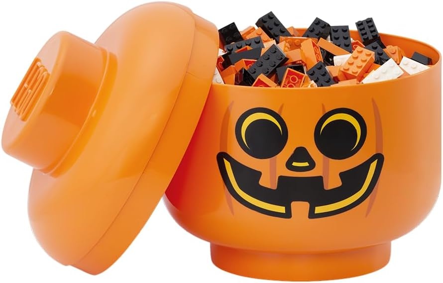 image:imageRoom Copenhagen LEGO Storage Heads Stackable Storage Container Buildable Organizational Bins for Kids Toys and Accessories 945 x 945 x 1067in Large Pumpkin Holds 500 Bricks Holds about 500 bricksPumpkin