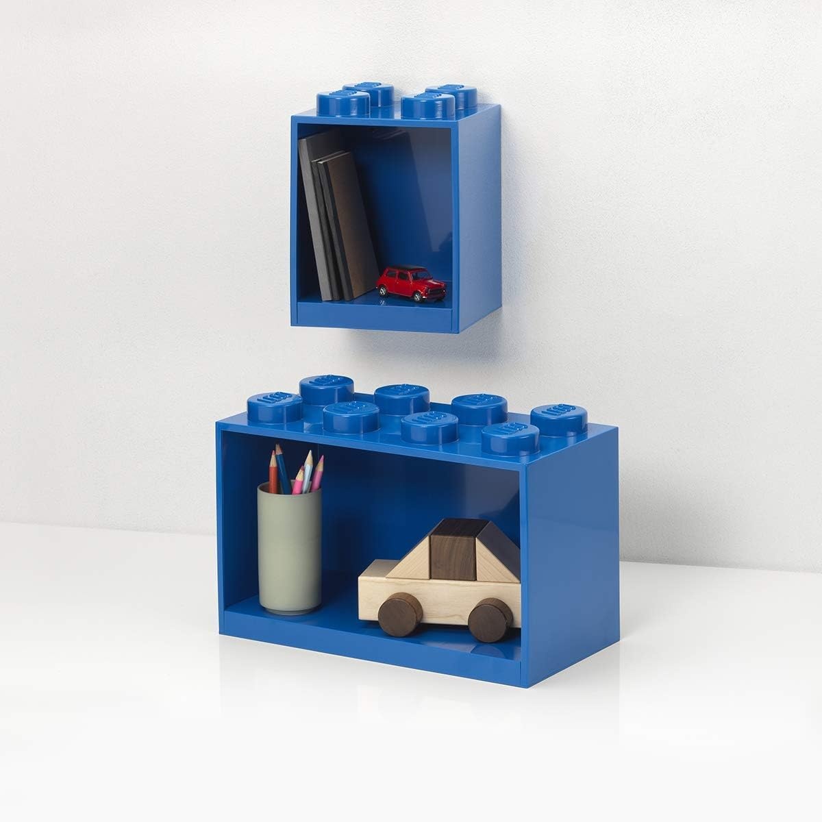 image:imageRoom Copenhagen Lego Brick Set with 4Stud and 8Stud Box Shelves Blue Stackable Storage Box Storage with Lid Toy Organization Home Decor Office Kids Room