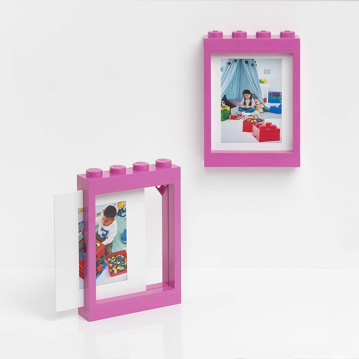 image:imageRoom Copenhagen Lego Picture Frame Stackable Tabletop or Wall Display Photo Frame Fits 5 x 7 in Photos Black LEGO Picture Frame 5 x 7 in Photos Stackable Photo Frame Tabletop Wall DisplayPink