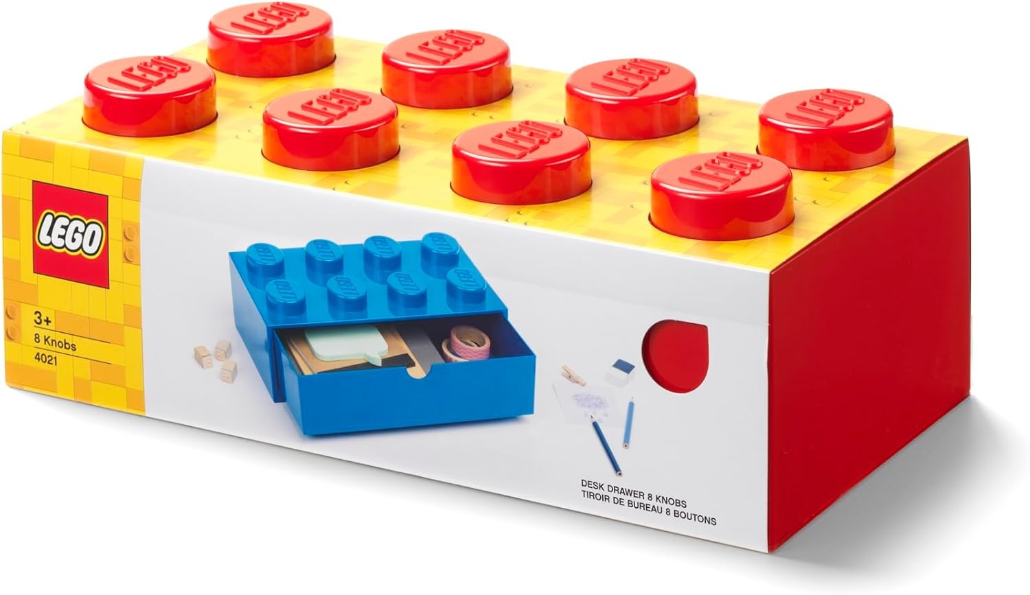 image:imageRoom Copenhagen Lego Storage Brick 8 Desk Drawer 8Stud Stackable Tabletop Storage Box 124 x 62 x 44 in Bright Red Stackable Storage Box Storage with Lid Toy Organization 8Stud Stackable