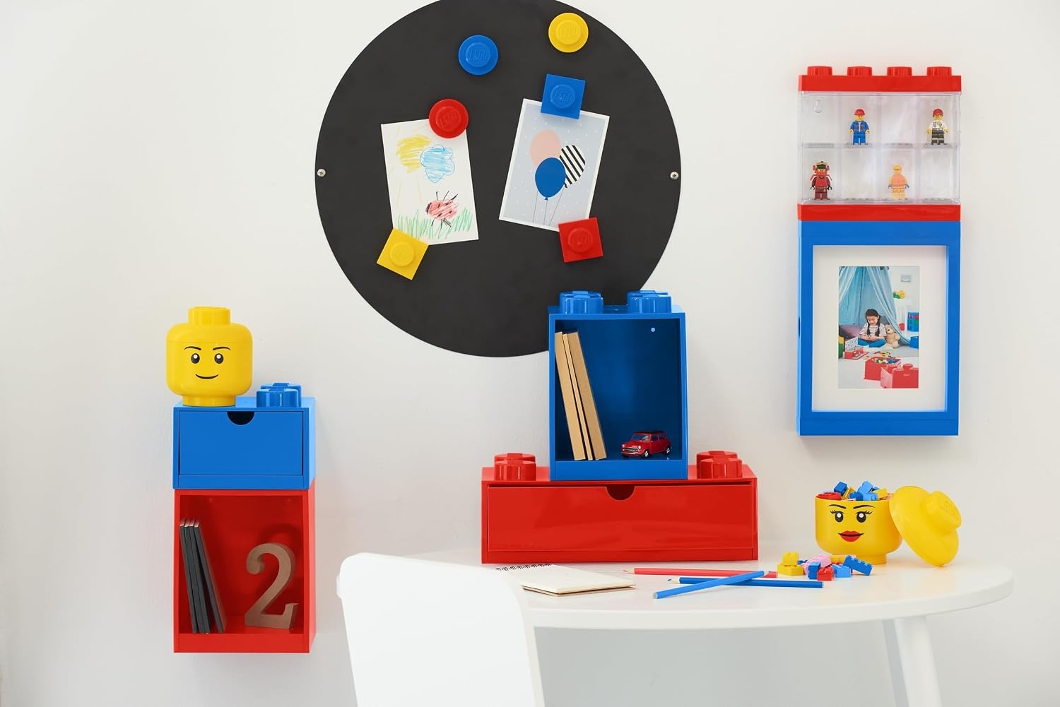 image:imageRoom Copenhagen Lego Storage Brick 8 Desk Drawer 8Stud Stackable Tabletop Storage Box 124 x 62 x 44 in Bright Red Stackable Storage Box Storage with Lid Toy Organization 8Stud Stackable
