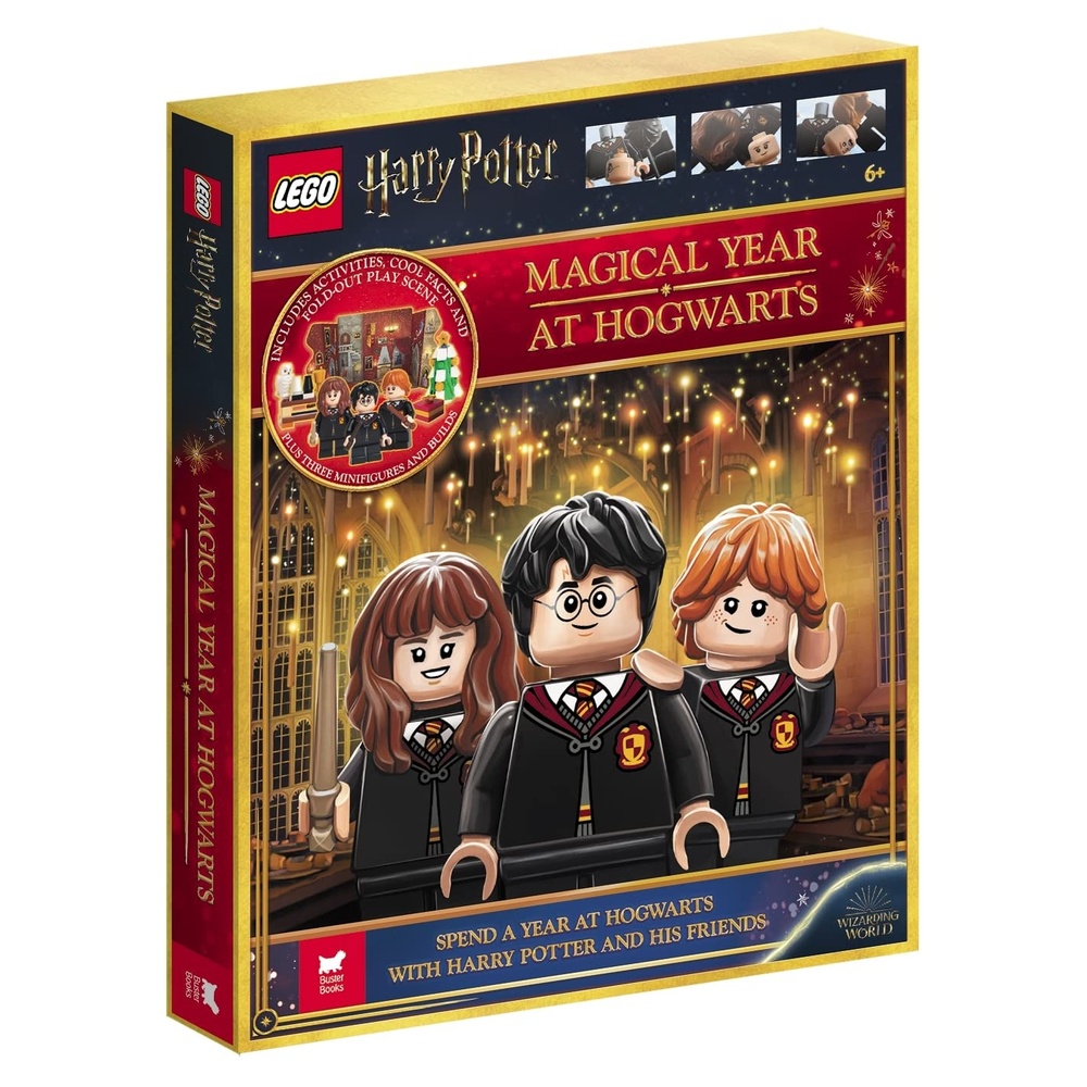 image:imageBuster Books LEGO R Harry Potter TM Magical Year at Hogwarts with 70 LEGO bricks 3 minifigures foldout play scene and fun fact book