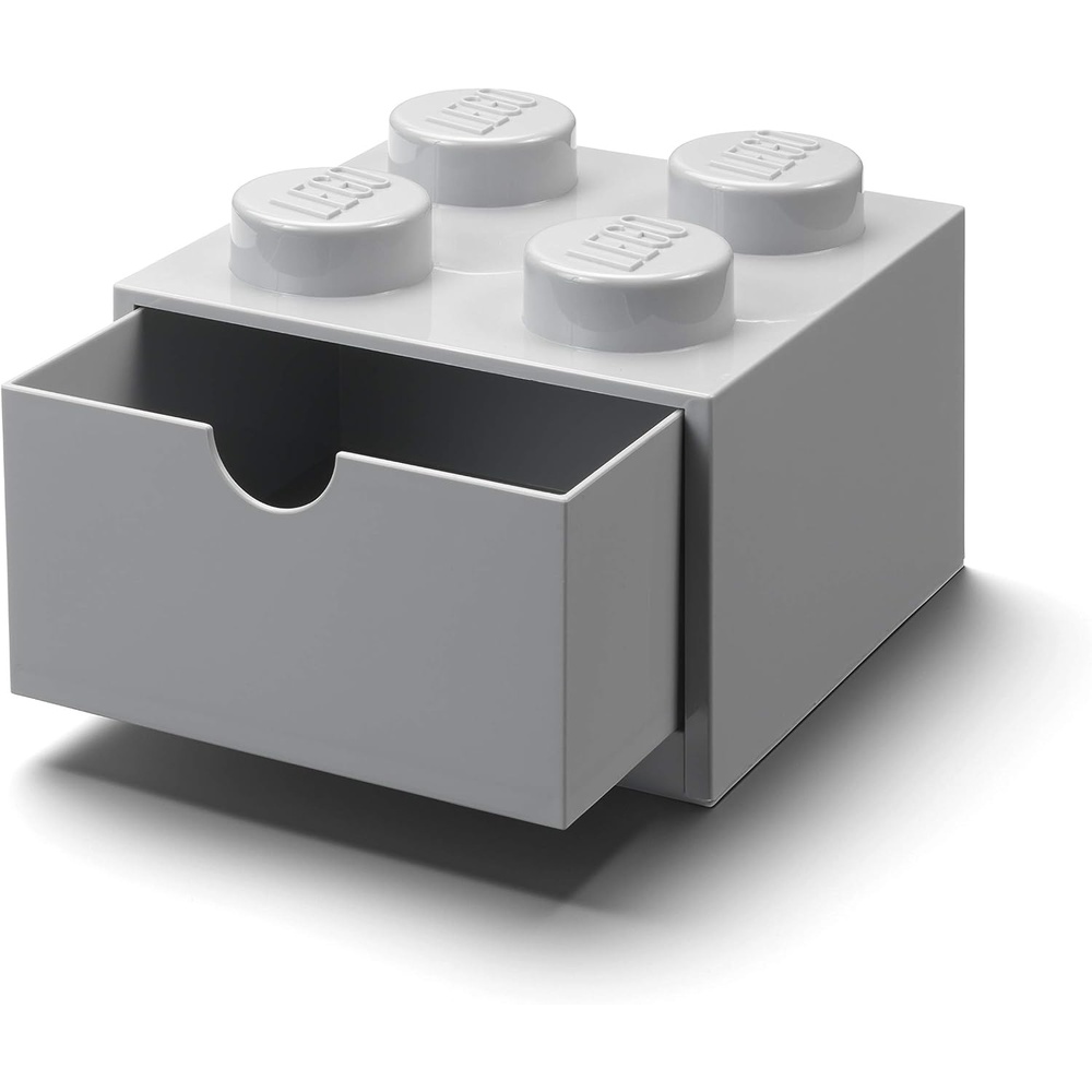 image:imageLEGO Brick Drawer 4 Knobs 1 Drawer Storage Box 622 x 622 x 445 in Grey Stackable Storage Box 1 PullOut Drawer 4Knob Brick Design Toy amp Desk StorageGrey