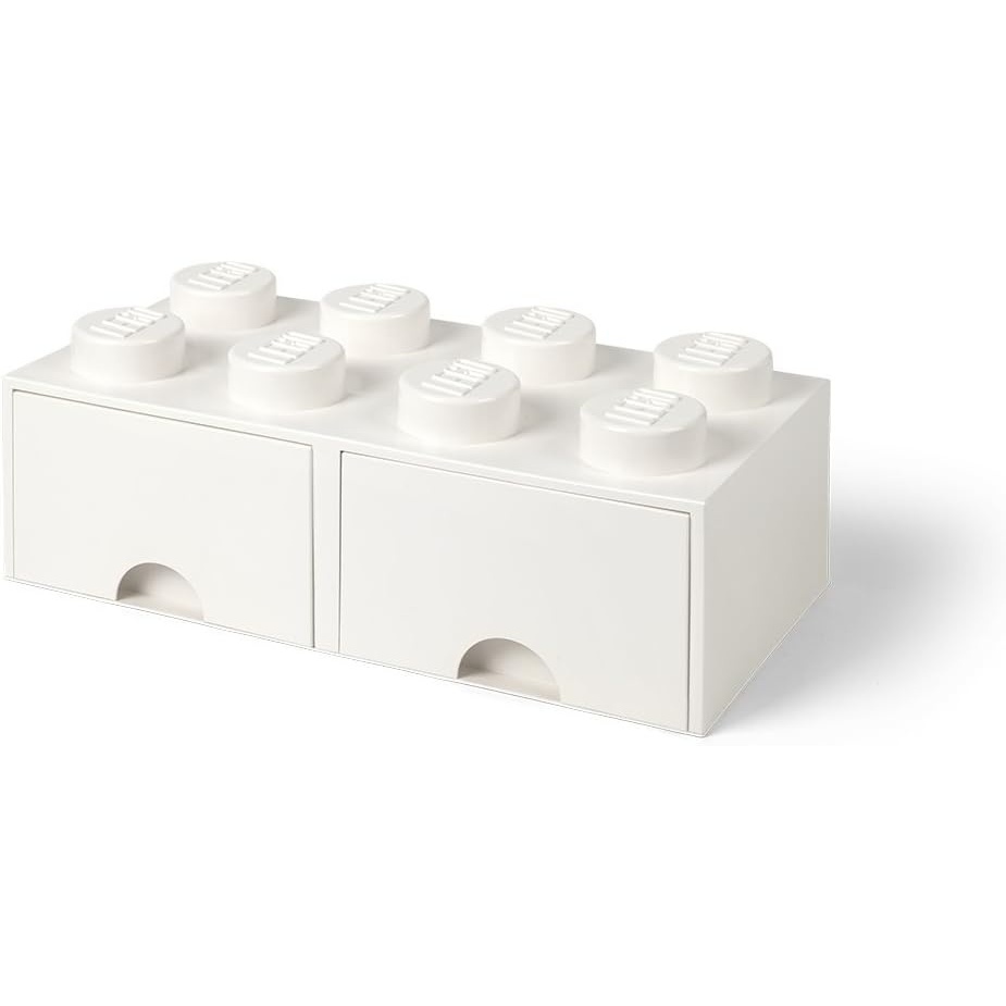 image:imageLEGO Brick Drawer 8 Knobs 2 Drawers Stackable Storage Box Bright Yellow Oversized 197 x 98 x 71 stackable toy chest BPAfree polypropylene playroom organizer for kidsWhite