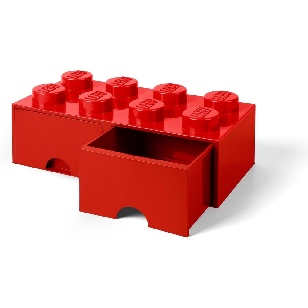 image:imageLEGO Brick Drawer 8 Knobs 2 Drawers Stackable Storage Box Bright Yellow Oversized 197 x 98 x 71 stackable toy chest BPAfree polypropylene playroom organizer for kidsBright Red