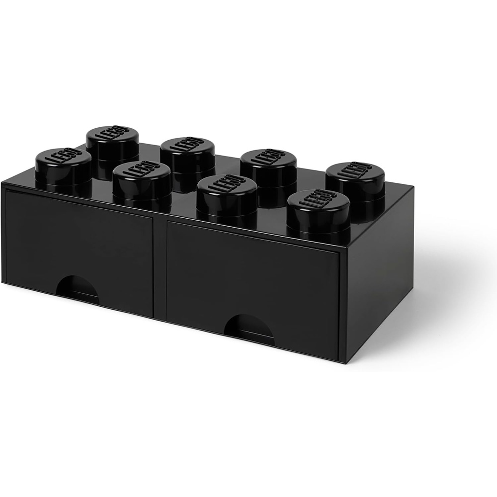 image:imageLEGO Brick Drawer 8 Knobs 2 Drawers Stackable Storage Box Bright Yellow Oversized 197 x 98 x 71 stackable toy chest BPAfree polypropylene playroom organizer for kidsBlack