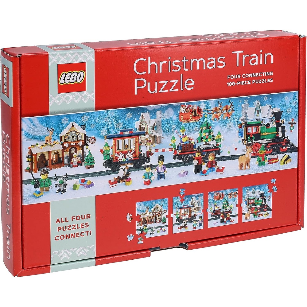 image:imageLEGO Christmas Tree Puzzle Four Connecting 100Piece Jigsaw PuzzlesRed