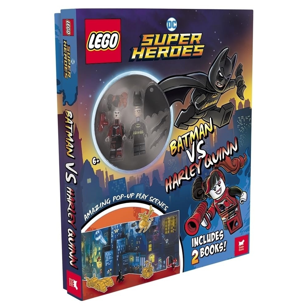 image:imageLEGO DC Super Heroes Batman vs Harley Quinn with Batman and Harley Quinn minifigures popup play scenes and 2 books