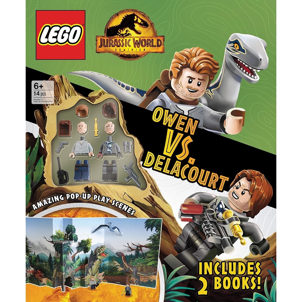 image:imageLEGO Jurassic World Owen VS Delacourt Activity Book with Fun Facts PopUp Play Scene and 2 LEGOR Minifigures to Inspire Imagination and Creativity