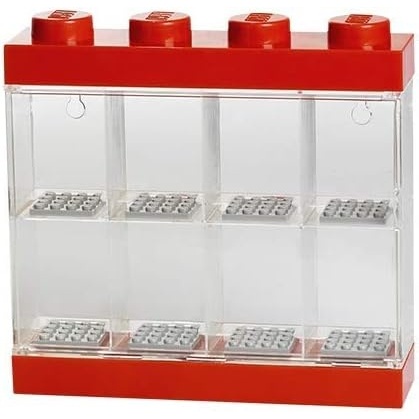 image:imageLEGO Minifigure Display Case 16 Black Space for 16 Minifigures BPAfree large cabinet with 16 individual compartments and baseplates Securely showcase your favorite LEGO charactersBright Red