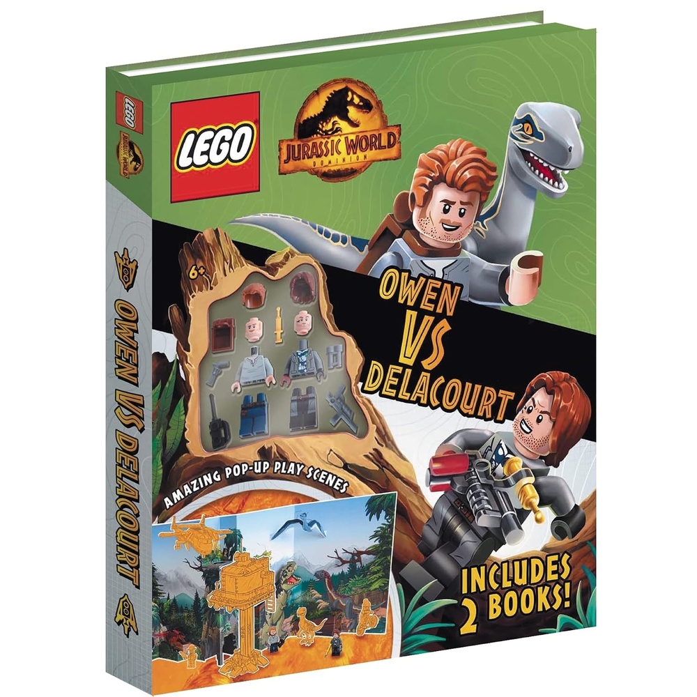 image:imageLEGO R Jurassic World TM Owen vs Delacourt Includes Owen and Delacourt LEGO R minifigures popup play scenes and 2 books