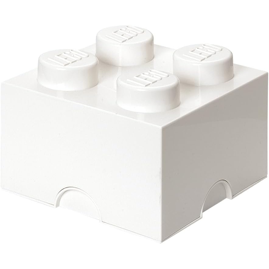 image:imageLEGO Storage Brick 4 studs Cool Yellow Stackable Plastic Storage Box with Lid for Kids and Adults Ideal Desk Organizer and Toy Box 56L Capacity LEGO Brick Storage Box Stackable Organizer Toy Desk amp Shelf Storage 56 L Capacity Brick Size 4White