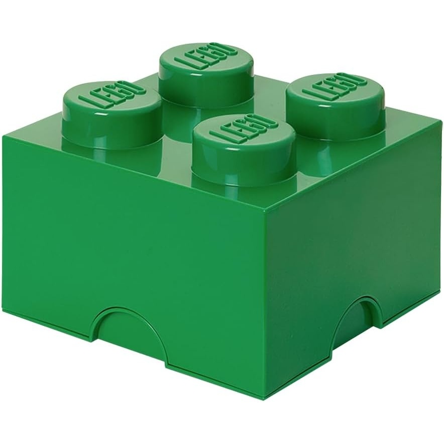 image:imageLEGO Storage Brick 4 studs Cool Yellow Stackable Plastic Storage Box with Lid for Kids and Adults Ideal Desk Organizer and Toy Box 56L Capacity LEGO Brick Storage Box Stackable Organizer Toy Desk amp Shelf Storage 56 L Capacity Brick Size 4Dark Green