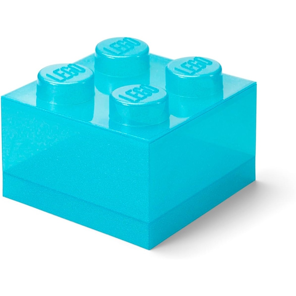 image:imageLEGO Storage Brick 4 Storage Box with Lid Glitter Violet LEGO Brick Storage Box Stackable Organizer Toy Desk amp Shelf Storage Brick Size 4Glitter Light Blue