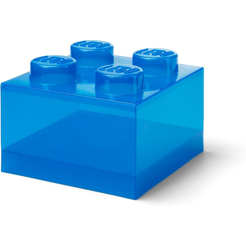 image:imageLEGO Storage Brick 4 Storage Box with Lid Translucent Blue LEGO Brick Storage Box Stackable Organizer Toy Desk amp Shelf Storage Brick Size 4Translucent Blue
