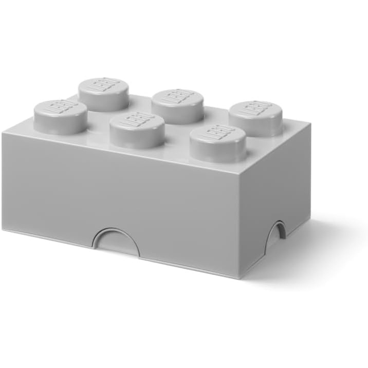 image:imageLEGO Storage Brick 6 847 L Storage Box with Lid Red LEGO Brick Storage Box Stackable Organizer Toy Desk amp Shelf Storage 847 L Capacity Brick Size 6Medium Stone Grey