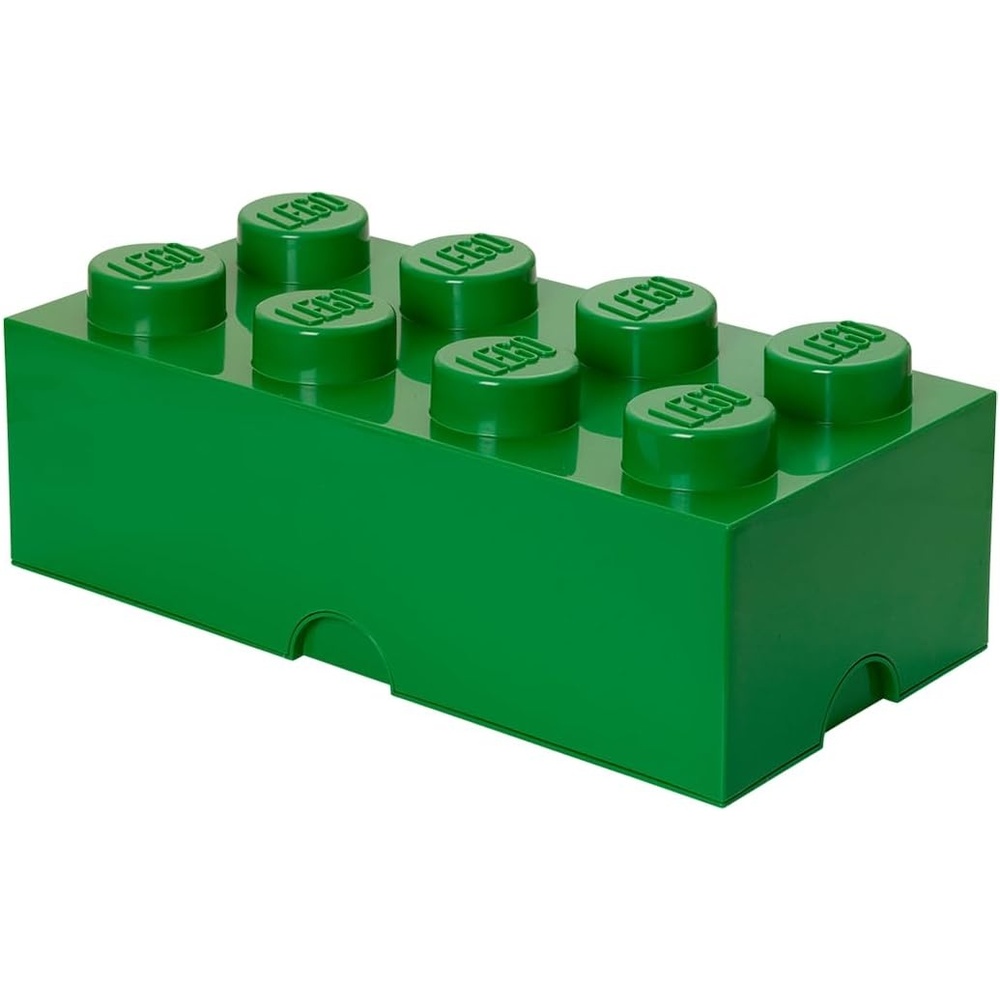 image:imageLEGO Storage Brick 8 studs GREEN Stackable Plastic Storage Box with Lid for Kids and Adults Ideal Desk Organizer and Toy Box 121L Capacity
