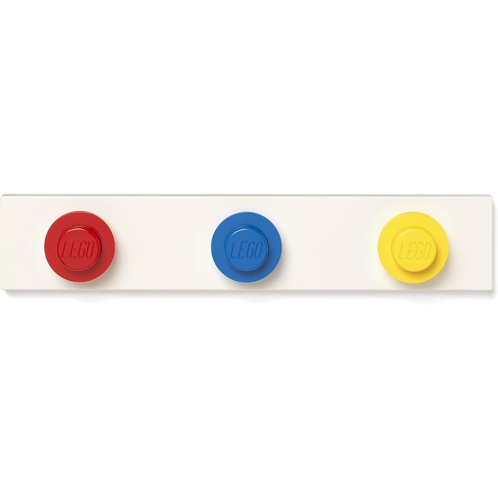 image:imageLEGO Wall Hanger Rack Coat Rack with 3 Hooks for Hanging Coats Backpacks Hats Perfect Kids Lego Room Decor Assorted Colors Red Blue YellowRedBlueYellow