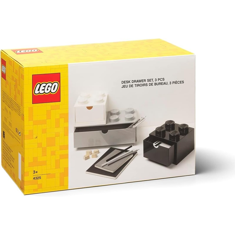 image:imageLego Desk Drawer Set  Grey Black Whie  Stackable Storage Box PullOut Drawers 8Knob Brick Design Toy amp Desk Storage