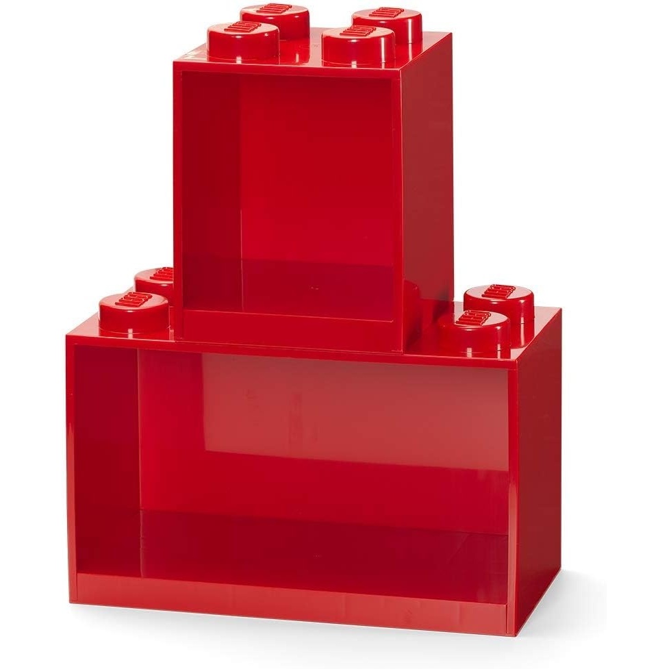 image:imageROOM Copenhagen LEGO Brick Set with 4Stud and 8Stud Box Shelves Red  4Stud amp 8Stud Shelves WallMounted Storage Open Storage Compartments Toy amp Home Storage