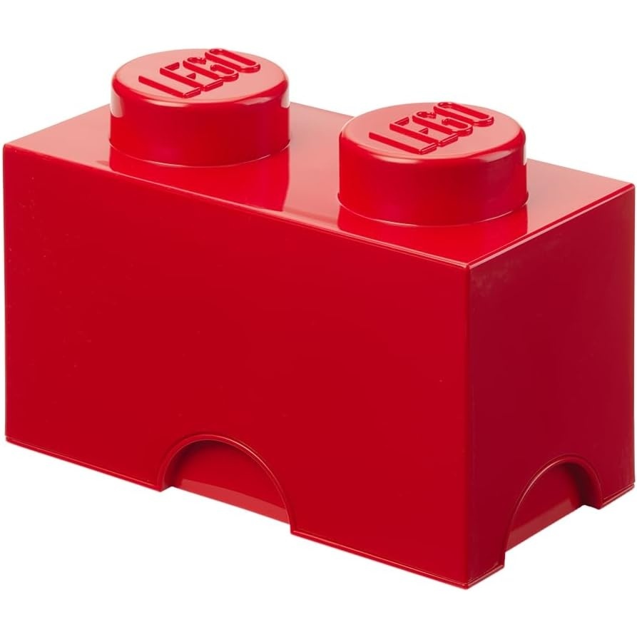 image:imageRoom Copenhagen LEGO Storage Bright Red Brick 2 Stackable Bin for Toys Medium plastic organizer box for kids playroom BPA and PVC free measures 49 x 98 x 71 in holds 400 bricks