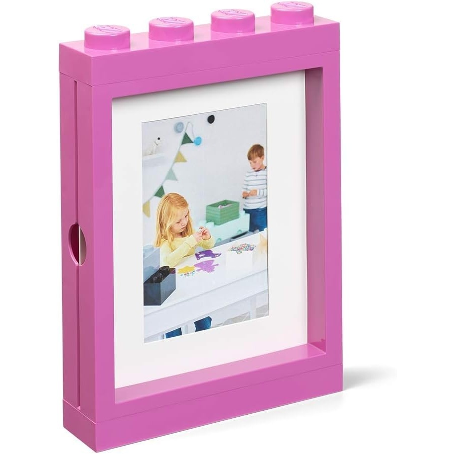 image:imageRoom Copenhagen Lego Picture Frame Stackable Tabletop or Wall Display Photo Frame Fits 5 x 7 in Photos Black LEGO Picture Frame 5 x 7 in Photos Stackable Photo Frame Tabletop Wall DisplayPink