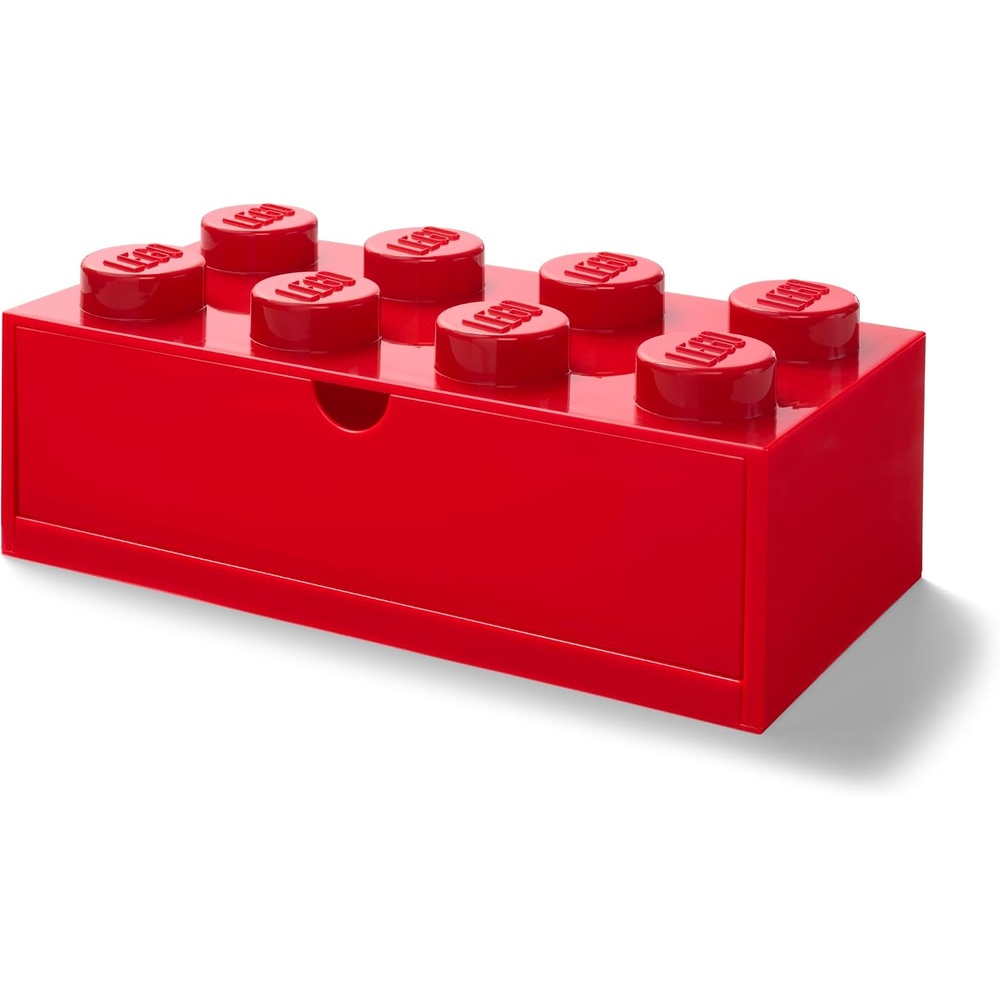 image:imageRoom Copenhagen Lego Storage Brick 8 Desk Drawer 8Stud Stackable Tabletop Storage Box 124 x 62 x 44 in Bright Red Stackable Storage Box Storage with Lid Toy Organization 8Stud Stackable