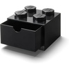 LEGO Brick Drawer 4 Knobs 1 Drawer Storage Box 6.22 x 6.22 x 4.45 in Grey | Stackable Storage Box 1 Pull-Out Drawer 4-Knob Brick Design Toy & Desk Storage(Black)