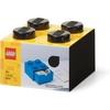 LEGO Brick Drawer 4 Knobs 1 Drawer Storage Box 6.22 x 6.22 x 4.45 in Grey | Stackable Storage Box 1 Pull-Out Drawer 4-Knob Brick Design Toy & Desk Storage(Black)