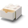 LEGO Brick Drawer 4 Knobs 1 Drawer Storage Box 6.22 x 6.22 x 4.45 in White | Stackable Storage Box 1 Pull-Out Drawer 4-Knob Brick Design Toy & Desk Storage