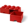 LEGO Brick Drawer, 8 Knobs, 2 Drawers, Stackable Storage Box, Bright Yellow | Oversized 19.7” x 9.8” x 7.1” stackable toy chest, BPA-free polypropylene playroom organizer for kids(Bright Red)