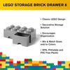 LEGO Brick Drawer, 8 Knobs, 2 Drawers, Stackable Storage Box, Bright Yellow | Oversized 19.7” x 9.8” x 7.1” stackable toy chest, BPA-free polypropylene playroom organizer for kids(Stone Grey)