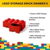 LEGO Brick Drawer, 8 Knobs, 2 Drawers, Stackable Storage Box, Bright Yellow | Oversized 19.7” x 9.8” x 7.1” stackable toy chest, BPA-free polypropylene playroom organizer for kids(Bright Red)