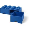 LEGO Brick Drawer, 8 Knobs, 2 Drawers, Stackable Storage Box, Bright Yellow | Oversized 19.7” x 9.8” x 7.1” stackable toy chest, BPA-free polypropylene playroom organizer for kids(Bright Blue)