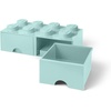 LEGO Brick Drawer, 8 Knobs, 2 Drawers, Stackable Storage Box, Bright Yellow | Oversized 19.7” x 9.8” x 7.1” stackable toy chest, BPA-free polypropylene playroom organizer for kids(Aqua)