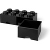 LEGO Brick Drawer, 8 Knobs, 2 Drawers, Stackable Storage Box, Bright Yellow | Oversized 19.7” x 9.8” x 7.1” stackable toy chest, BPA-free polypropylene playroom organizer for kids(Black)
