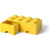 LEGO Brick Drawer, 8 Knobs, 2 Drawers, Stackable Storage Box, Bright Yellow | Oversized 19.7” x 9.8” x 7.1” stackable toy chest, BPA-free polypropylene playroom organizer for kids(Bright Yellow)