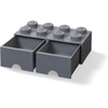 LEGO Brick Drawer, 8 Knobs, 2 Drawers, Stackable Storage Box, Bright Yellow | Oversized 19.7” x 9.8” x 7.1” stackable toy chest, BPA-free polypropylene playroom organizer for kids(Dark Grey)