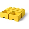 LEGO Brick Drawer, 8 Knobs, 2 Drawers, Stackable Storage Box, Bright Yellow | Oversized 19.7” x 9.8” x 7.1” stackable toy chest, BPA-free polypropylene playroom organizer for kids(Bright Yellow)