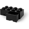 LEGO Brick Drawer, 8 Knobs, 2 Drawers, Stackable Storage Box, Bright Yellow | Oversized 19.7” x 9.8” x 7.1” stackable toy chest, BPA-free polypropylene playroom organizer for kids(Black)