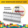 LEGO Minifigure Display Case 16 Black Space for 16 Minifigures | BPA-free large cabinet with 16 individual compartments and baseplates. Securely showcase your favorite LEGO characters(Grey)