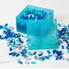 LEGO Storage Brick 4 Storage Box with Lid Glitter Violet | LEGO Brick Storage Box Stackable Organizer Toy, Desk & Shelf Storage Brick Size 4(Glitter Light Blue)
