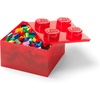 LEGO Storage Brick 4 Storage Box with Lid Translucent Blue | LEGO Brick Storage Box Stackable Organizer Toy, Desk & Shelf Storage Brick Size 4(Translucent Red)