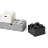Lego Desk Drawer Set – Grey, Black, Whie | Stackable Storage Box Pull-Out Drawers 8-Knob Brick Design Toy & Desk Storage