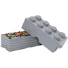 Room Copenhagen 8 LEGO Brick Box, White | BPA-Free Plastic Organizer for Bricks, Clothes & Stationery. Compatible with LEGO Brick Drawers and Other Storage Blocks(Stone Grey)