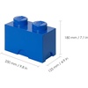 Room Copenhagen LEGO Brick Bright Blue 2, Medium Stackable Storage Box | BPA-free plastic toy organizer and bin for 400 bricks. Iconic 2-stud design measures 4.9 x 9.8 x 7.1 in. Phthalate-free